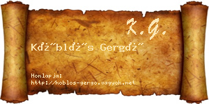 Köblös Gergő névjegykártya